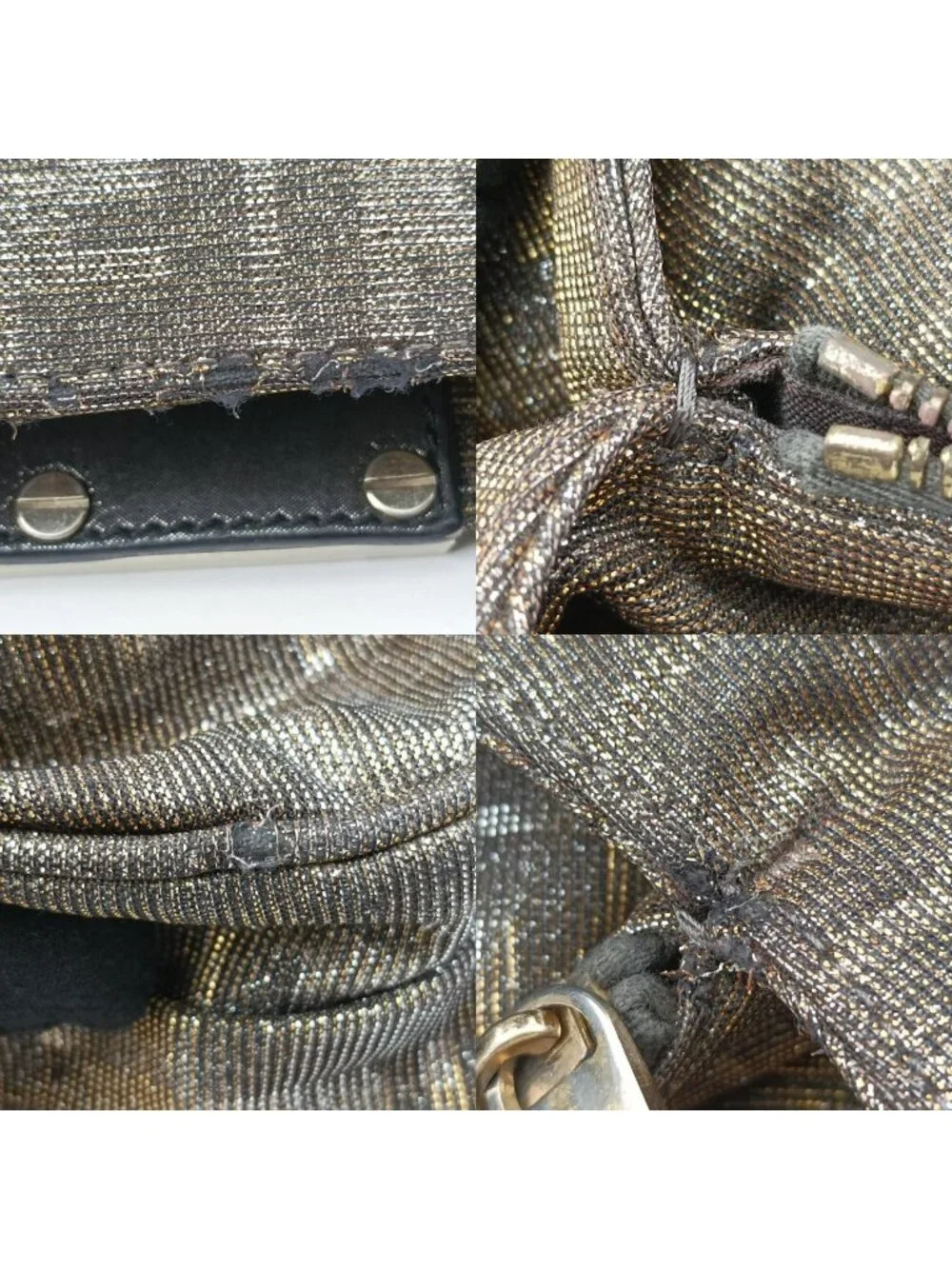 Fendi Mia Gold Fabric Shoulder Bag
